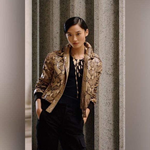 Ralph Lauren 2021 Pre-Fall Collection Lyle Python Skin Bomber Jacket - Picture 13 of 17